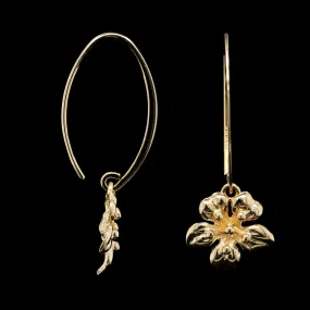 14K Yellow Gold Estate Flower Drop Earrings