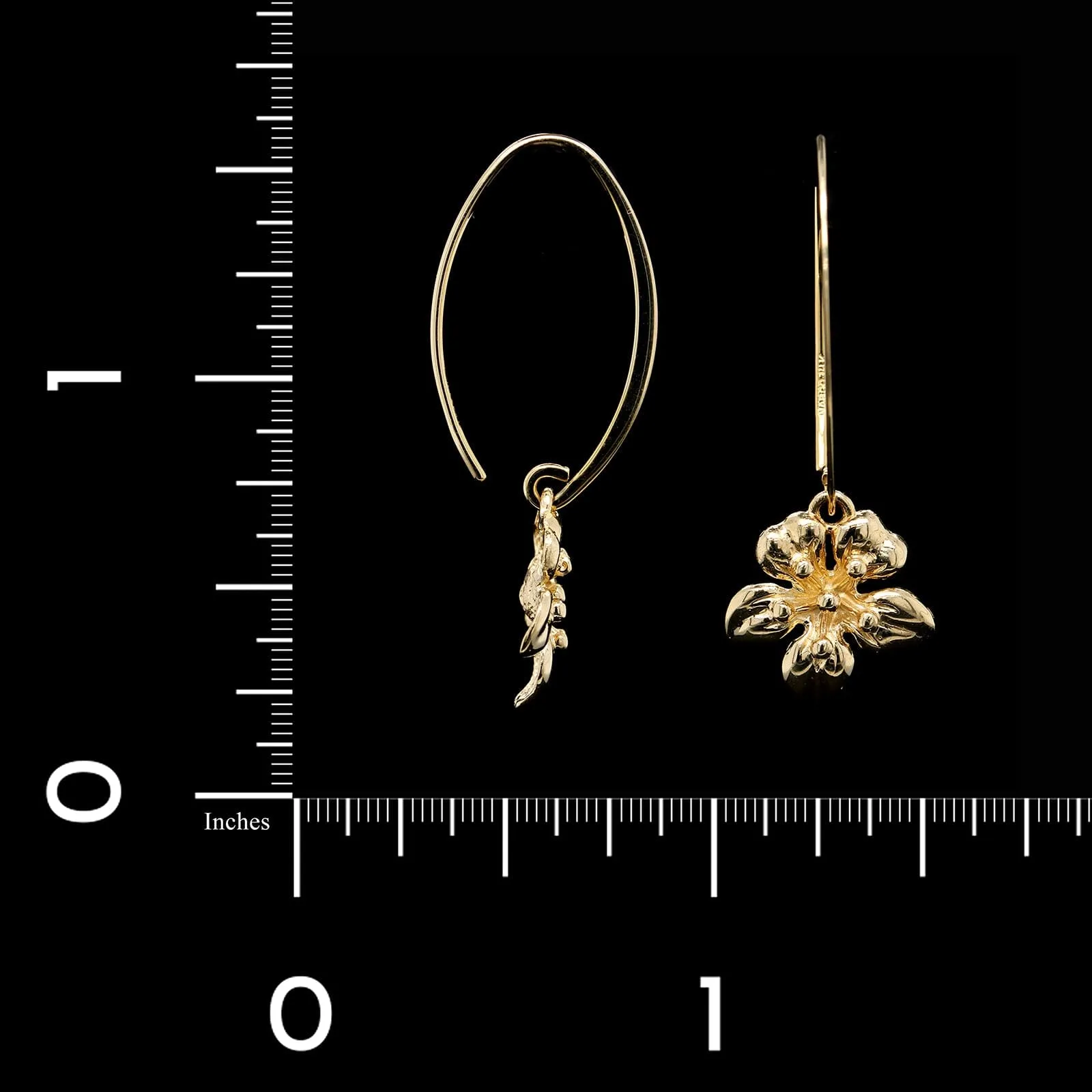 14K Yellow Gold Estate Flower Drop Earrings