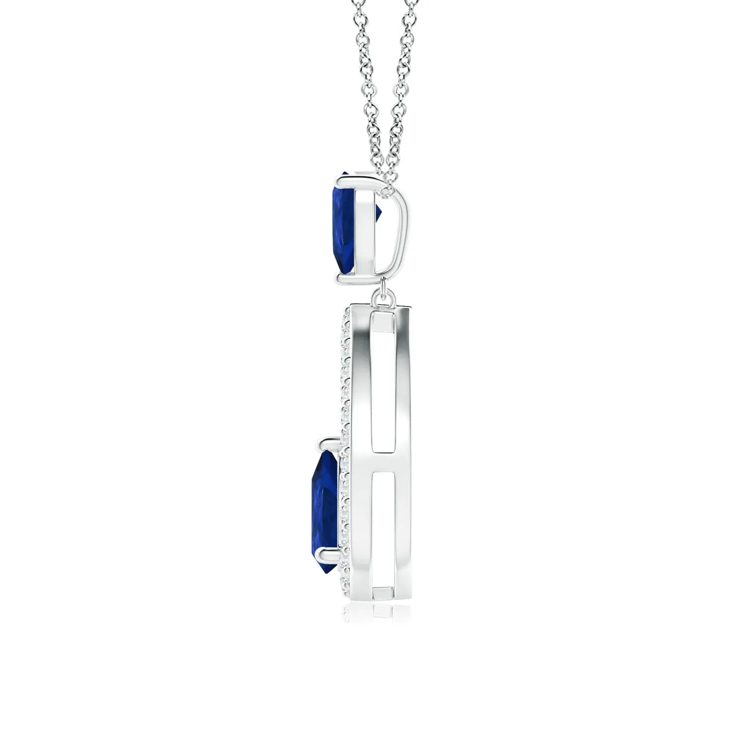 1.64 CT. Blue Sapphire and White Sapphire Drop Pendant