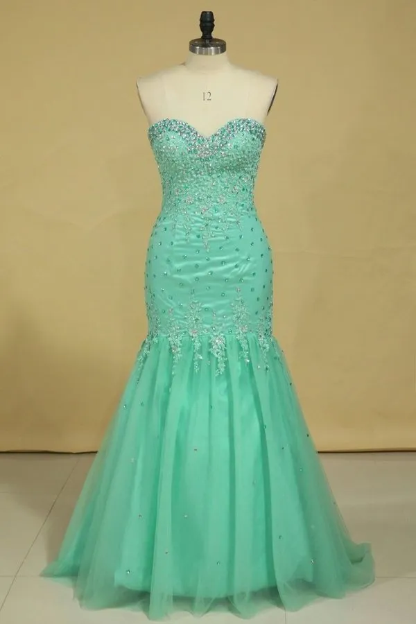 2024 Plus Size Sweetheart Prom Dresses Mermaid/Trumpet Floor Length Beaded Bodice PLA2FZQY