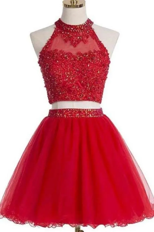 2024 Two PiecesTulle With Beading And Appliques Homecoming Dresses P1P3YBXK