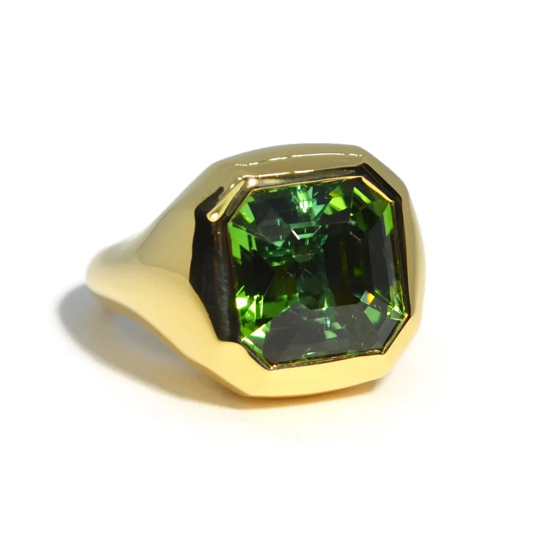 A & Furst - Essential - One of a Kind Cocktail Ring with Mint Green Tourmaline, 18k Yellow Gold