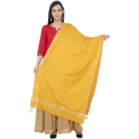 A R Silk Golden Border Regular Dupatta Color Yelllow Dupatta or Chunni