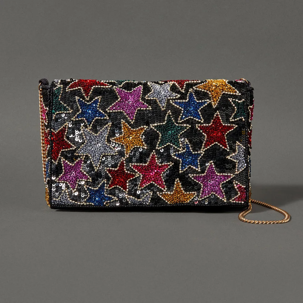 Accessorize London Women's Multi Embellished Star Clutch