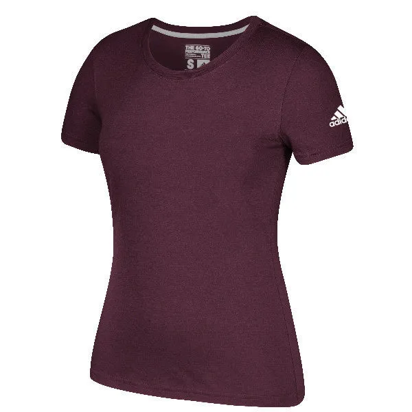 adidas Women's Maroon Go To Perfect Short Sleeve Crew