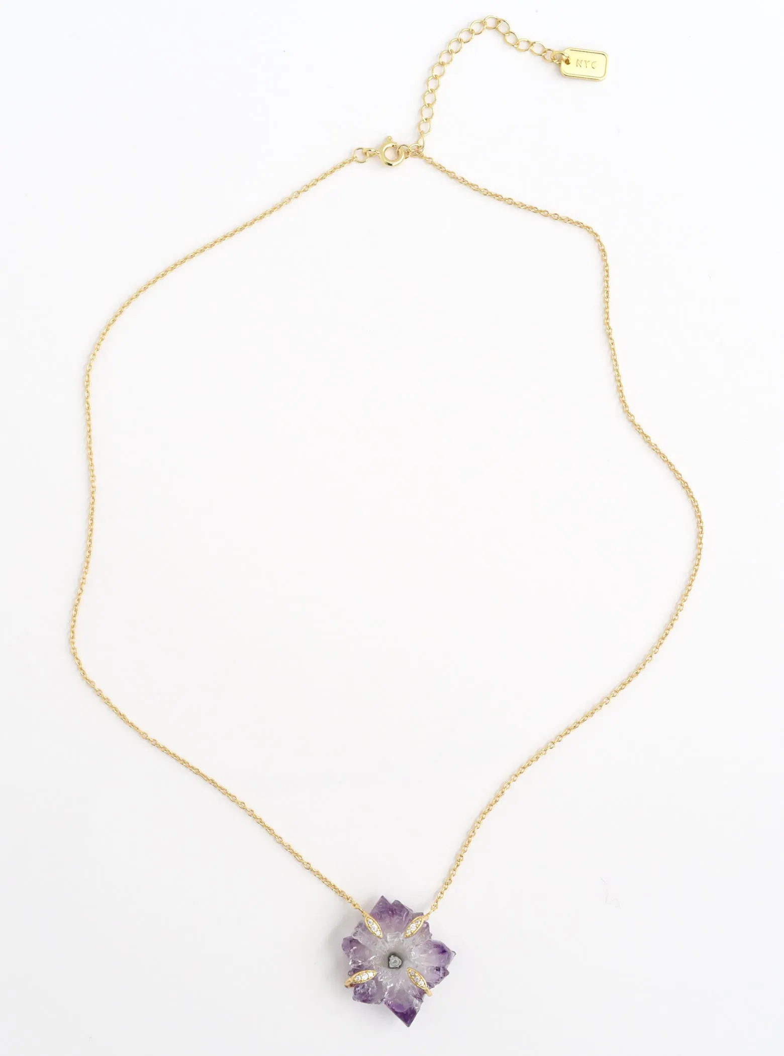 Amethyst Stalactite Flower with Quartz Necklace