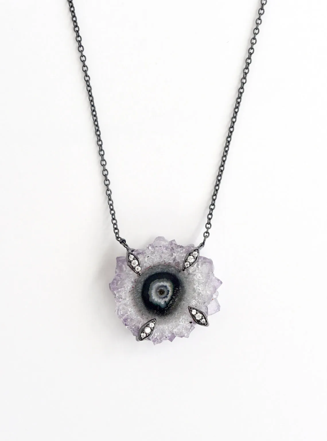 Amethyst Stalactite Flower with Quartz Necklace