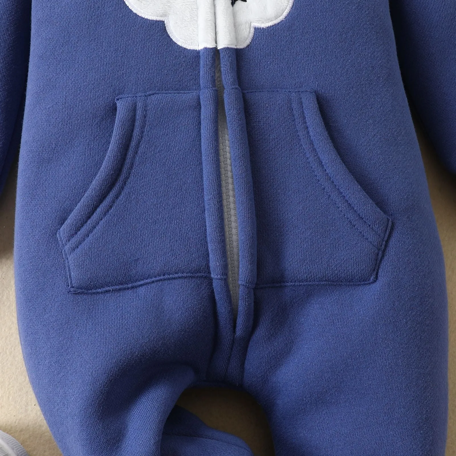 Baby Boys Girls Solid Color Cute Clouds Zipper Long Sleeve Zipper Hooded Jumpsuit