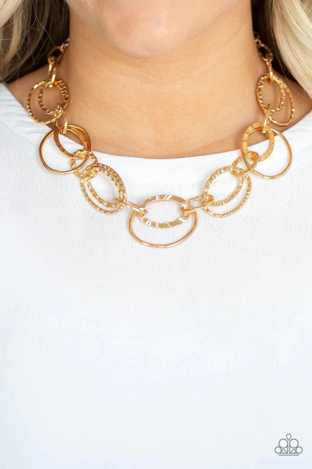 Bend OVAL Backwards Gold Necklace - Paparazzi Accessories