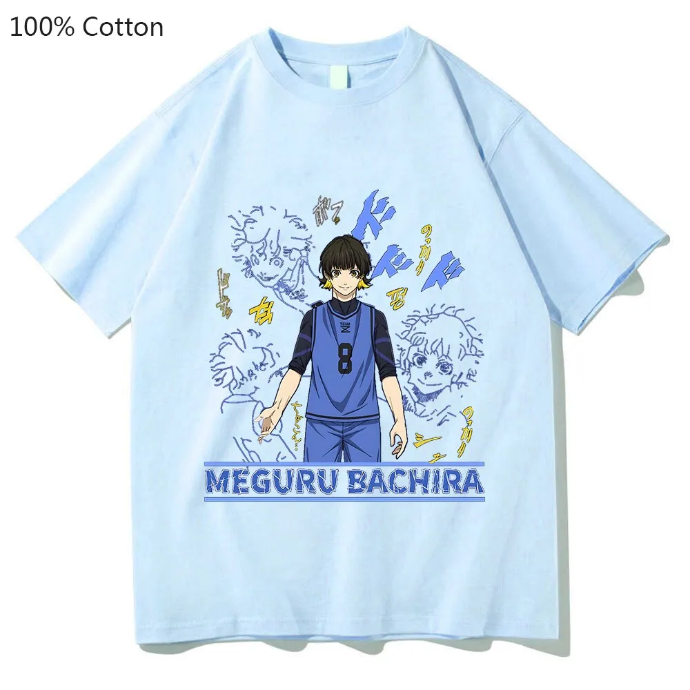 Best MEGURU BACHIRA Blue Lock Football Tshirts 100% Cotton High Quality Short Sleeve Soft