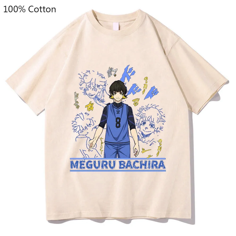 Best MEGURU BACHIRA Blue Lock Football Tshirts 100% Cotton High Quality Short Sleeve Soft