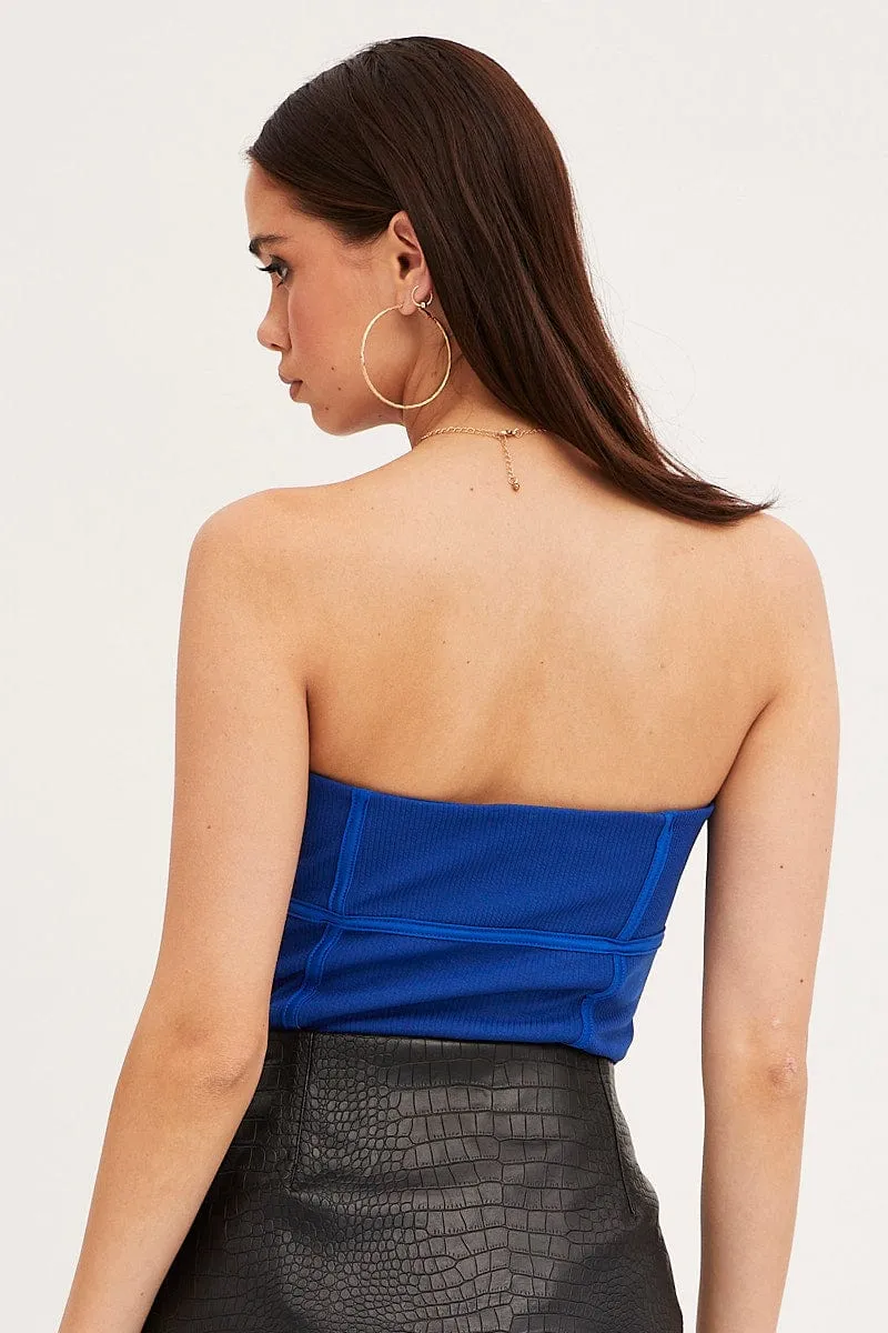 Blue Strapless Bodysuit Bodice Detail