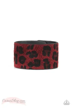 Cheetah Cabana Red Animal Print Wrap Snap Bracelet - Paparazzi Accessories