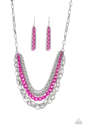 Color Bomb Pink Chain Necklace - Paparazzi Accessories