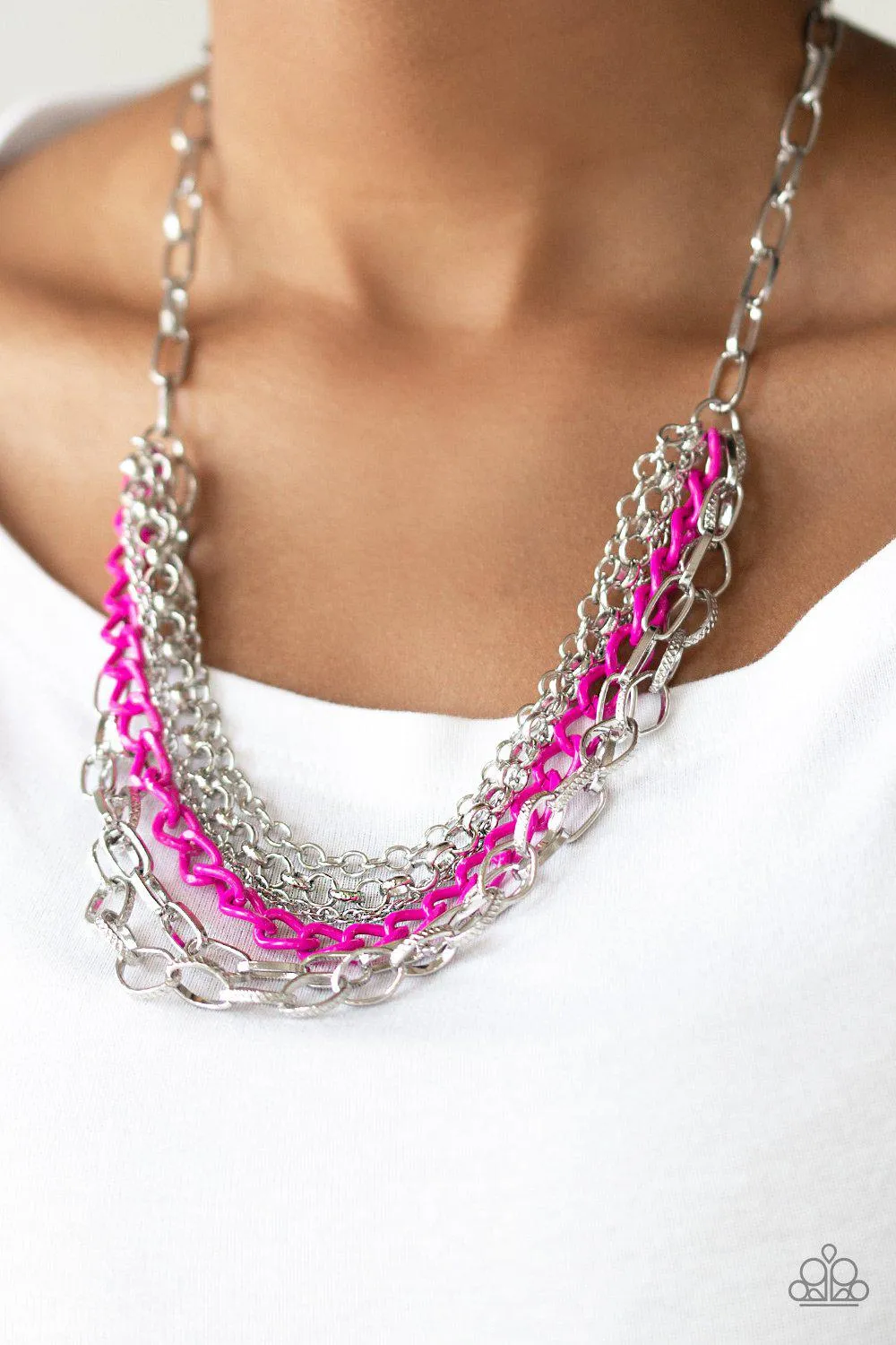 Color Bomb Pink Chain Necklace - Paparazzi Accessories