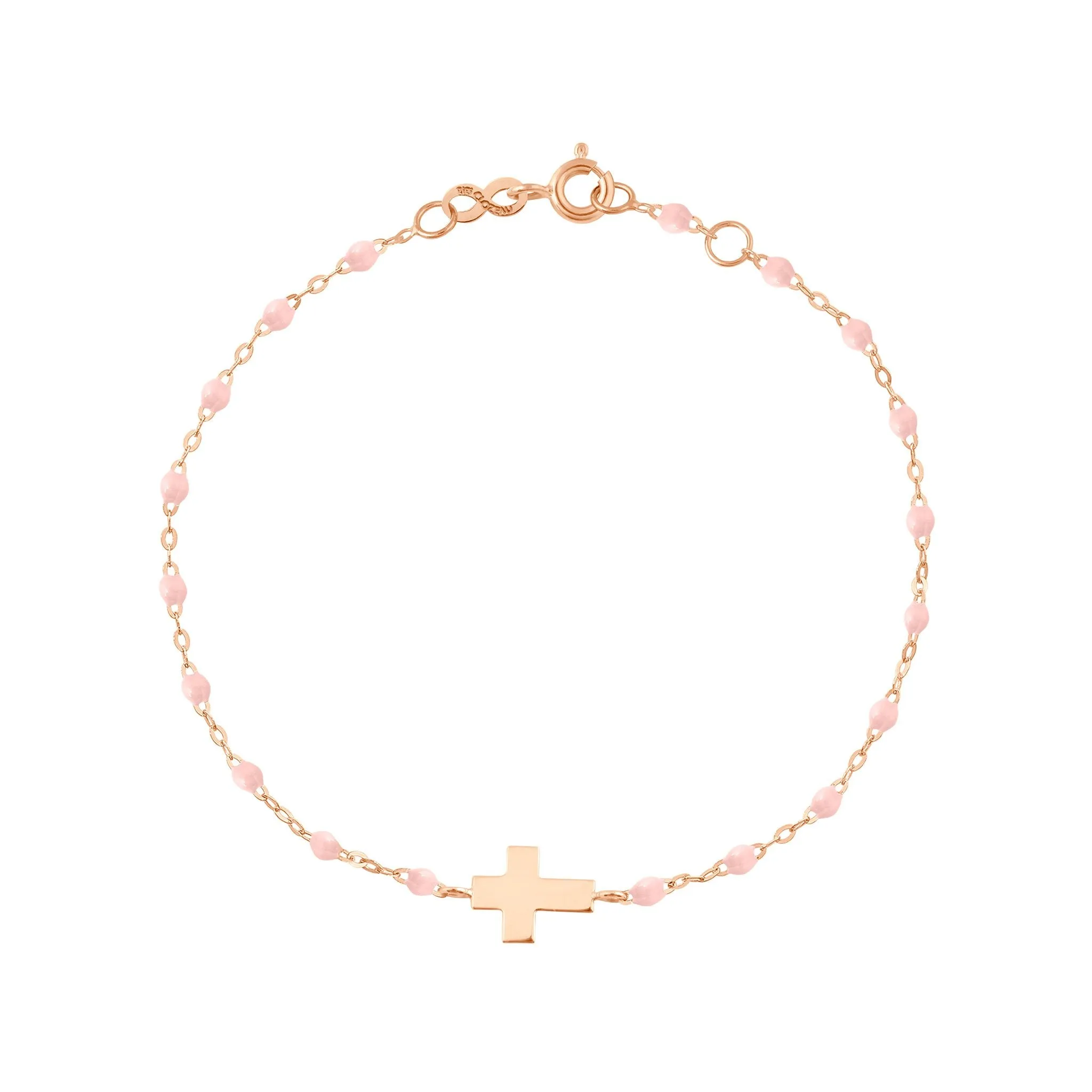 Cross Charm Classic Gigi Baby Pink bracelet, Rose Gold, 6.7"