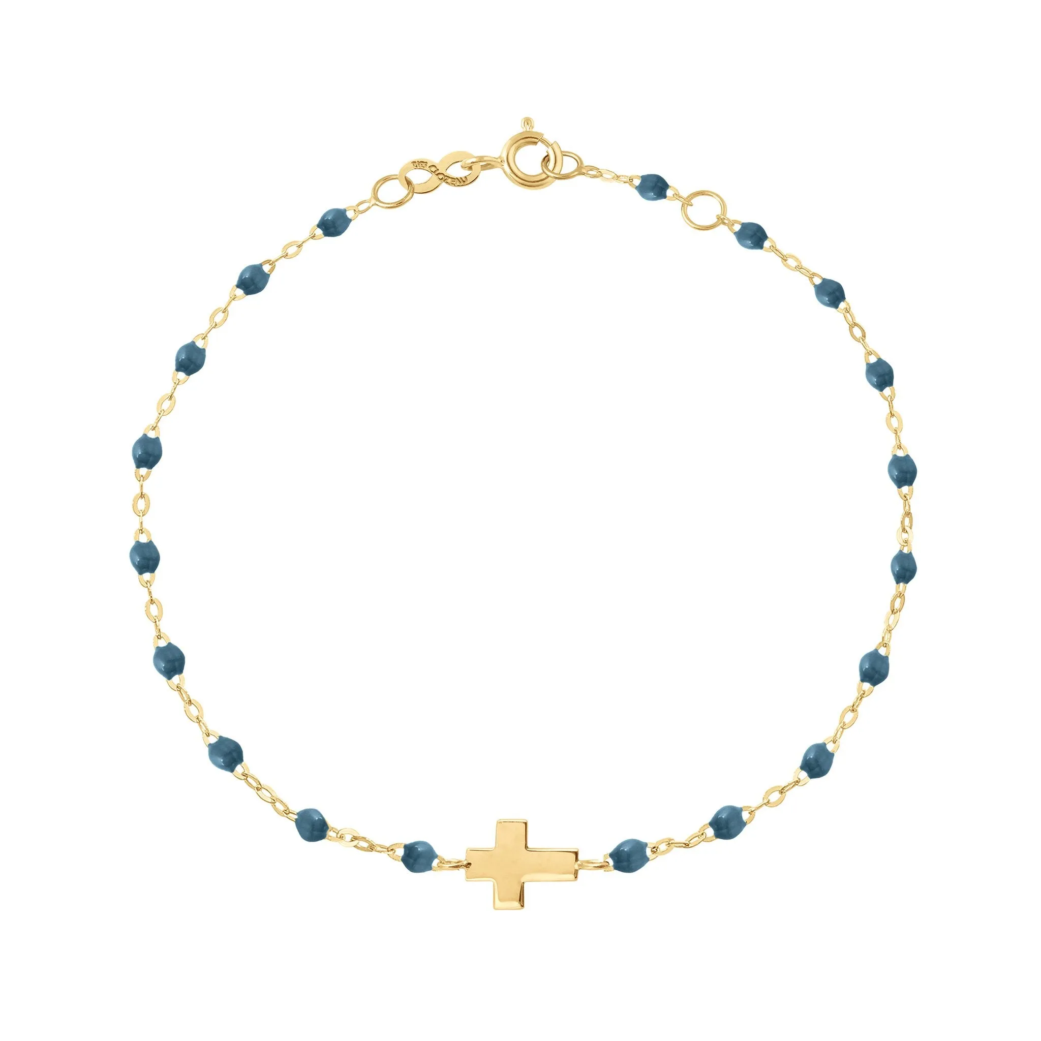 Cross Charm Classic Gigi Jeans bracelet, Yellow Gold, 6.7"