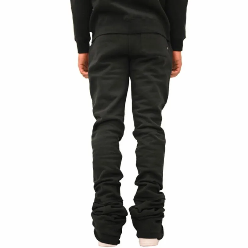 Doctrine Denim Dagger Super Stacked Flared Joggers (Black) DB0024