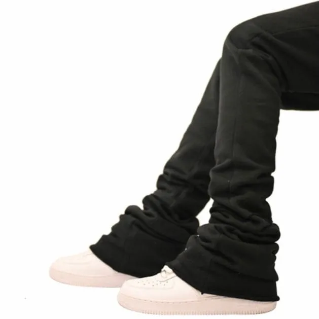 Doctrine Denim Dagger Super Stacked Flared Joggers (Black) DB0024