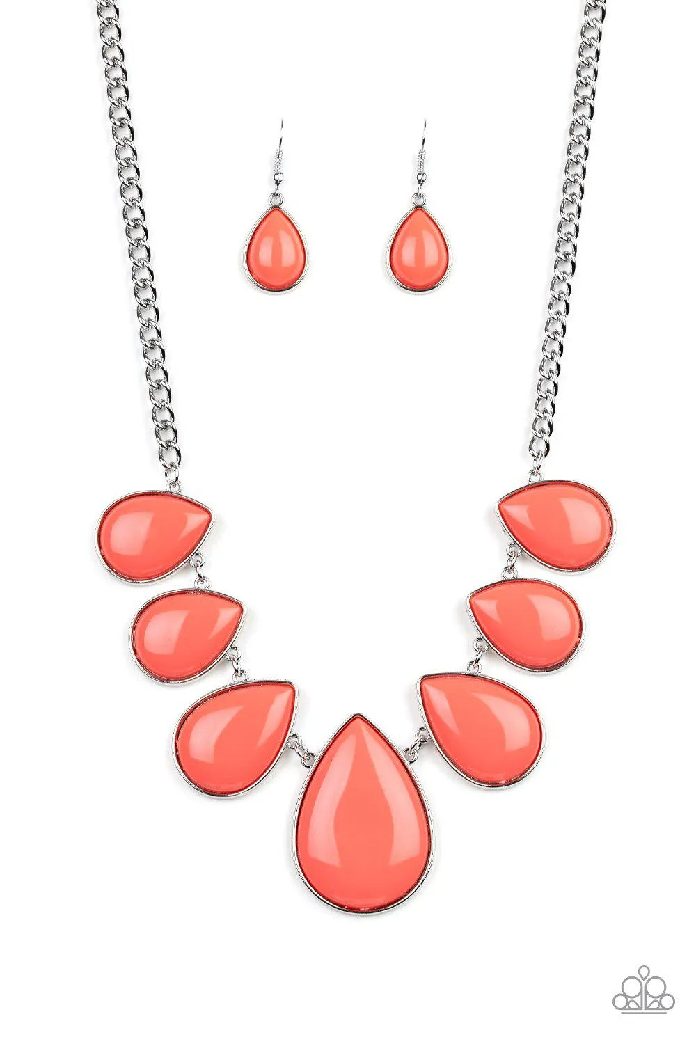 Drop Zone Coral Teardrop Necklace - Paparazzi Accessories