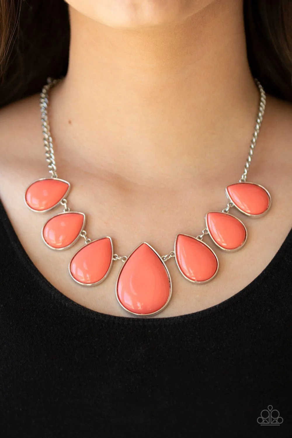 Drop Zone Coral Teardrop Necklace - Paparazzi Accessories