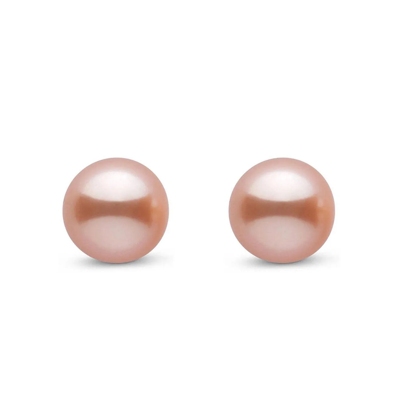 Elegant Freshwater Pink Semi Round Pearl Stud Earrings WE00208