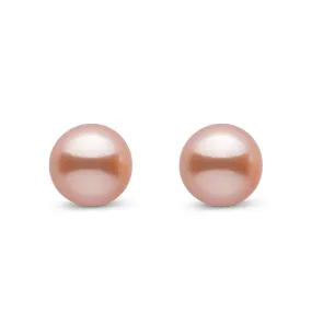 Elegant Freshwater Pink Semi Round Pearl Stud Earrings WE00208