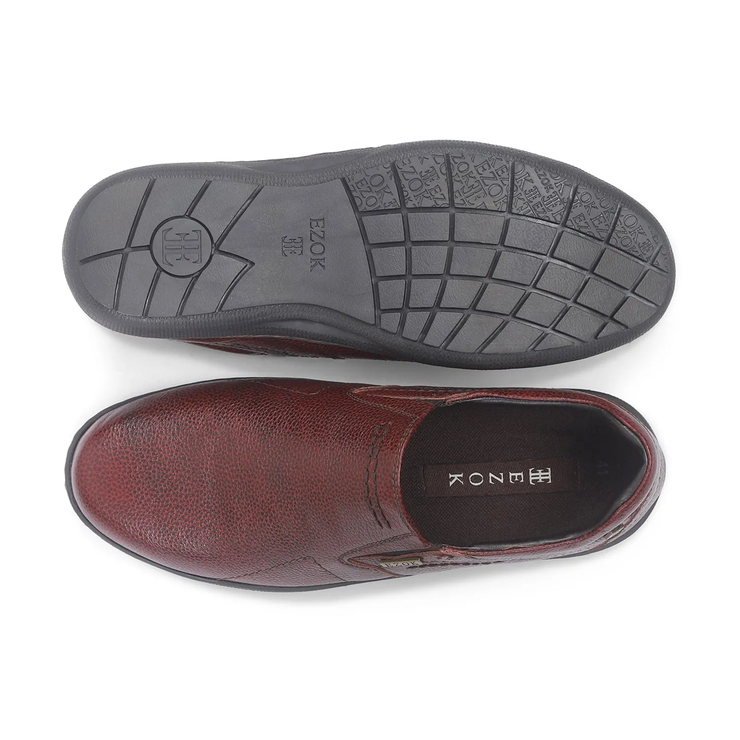 Ezok Men Maroon Leather Slipon