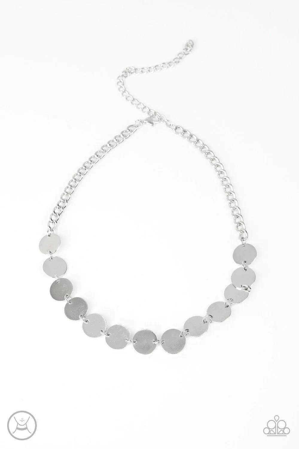 Faster Than SPOTLIGHT Silver Choker Necklace and matching Earrings - Paparazzi Accessories