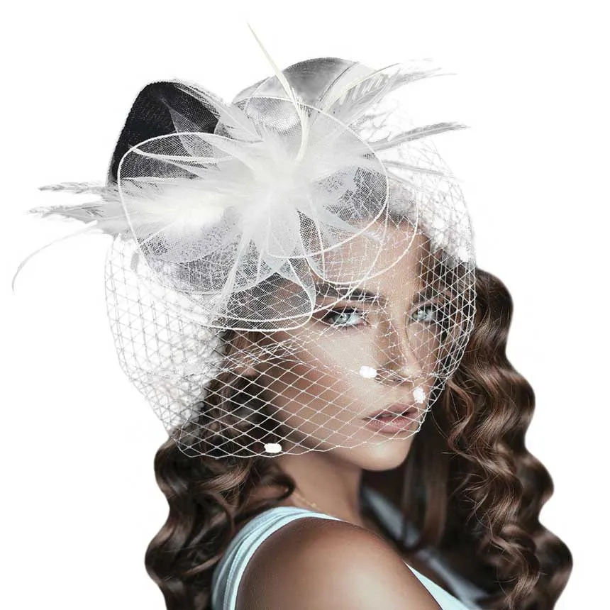 Feather Mesh Flower Fascinator Headband