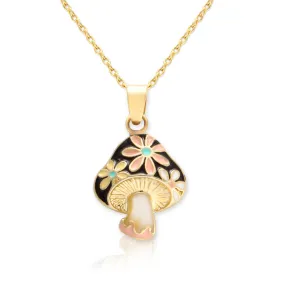 Floral Mushroom Pendant Necklace