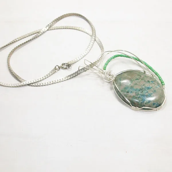 Gala Chrysocolla Cabochon Pendant Necklace