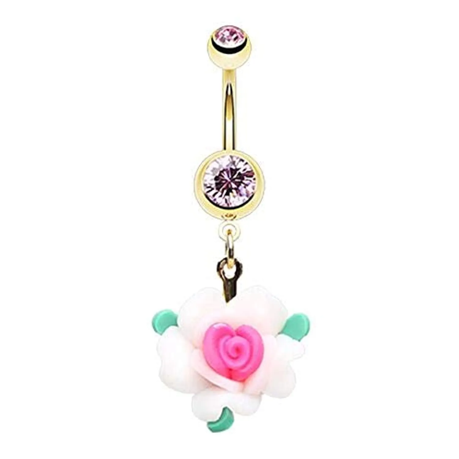 Golden Fairytale Flower Rose Petal WildKlass Belly Button Ring