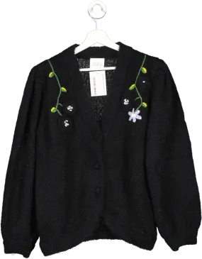 Hayley Menzies Black Flower Embellished Cardigan UK S