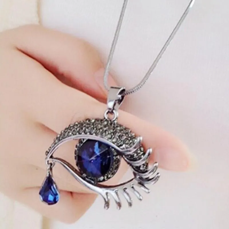 I'll Be Watching You Blue Gem Necklace