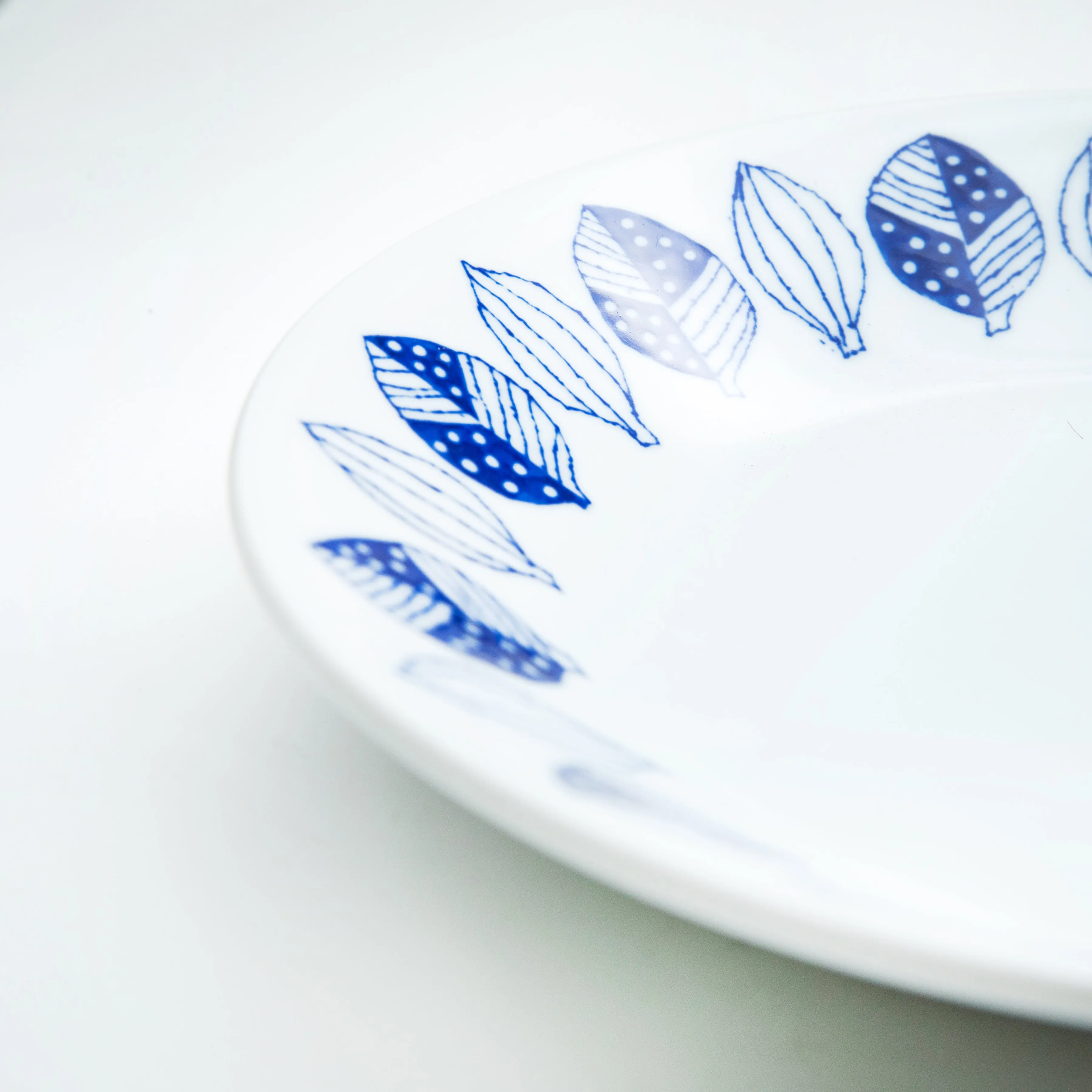 Japanese Porcelain Blue Leaf Plate