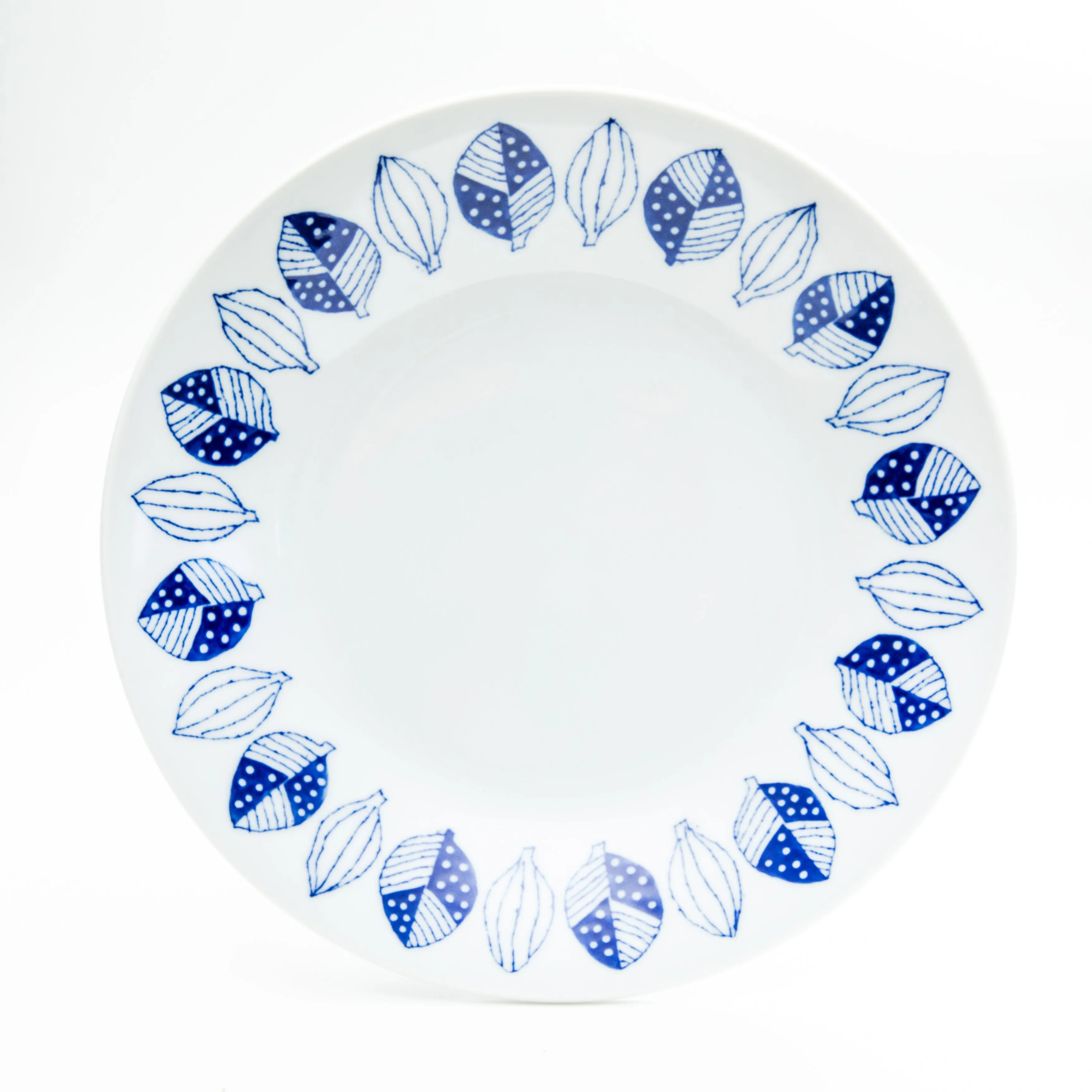 Japanese Porcelain Blue Leaf Plate