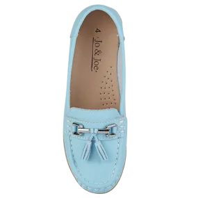 Ladies Leather Slip on Purist Blue Shoes Nautical Flat Jo & Joe