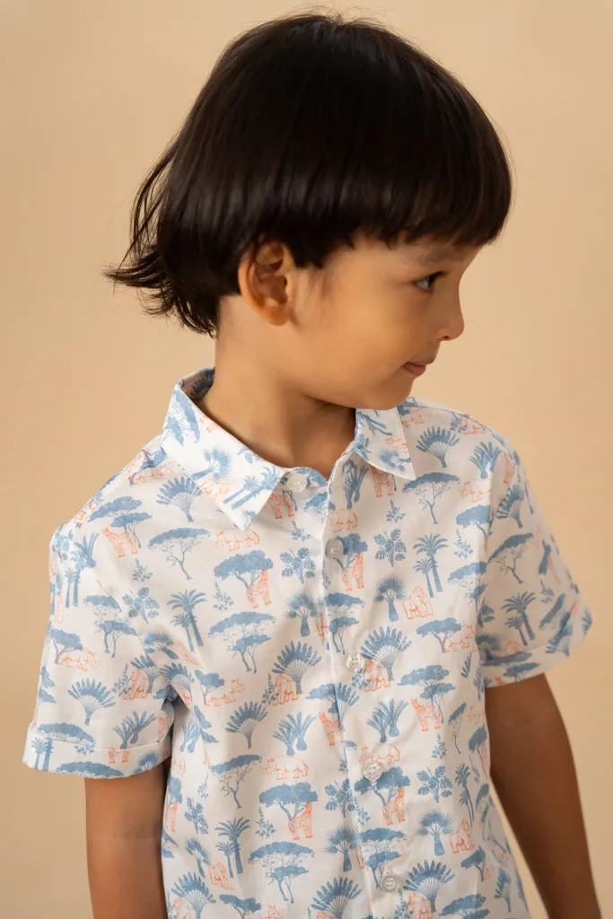 Little Man Shirt - Blue Safari