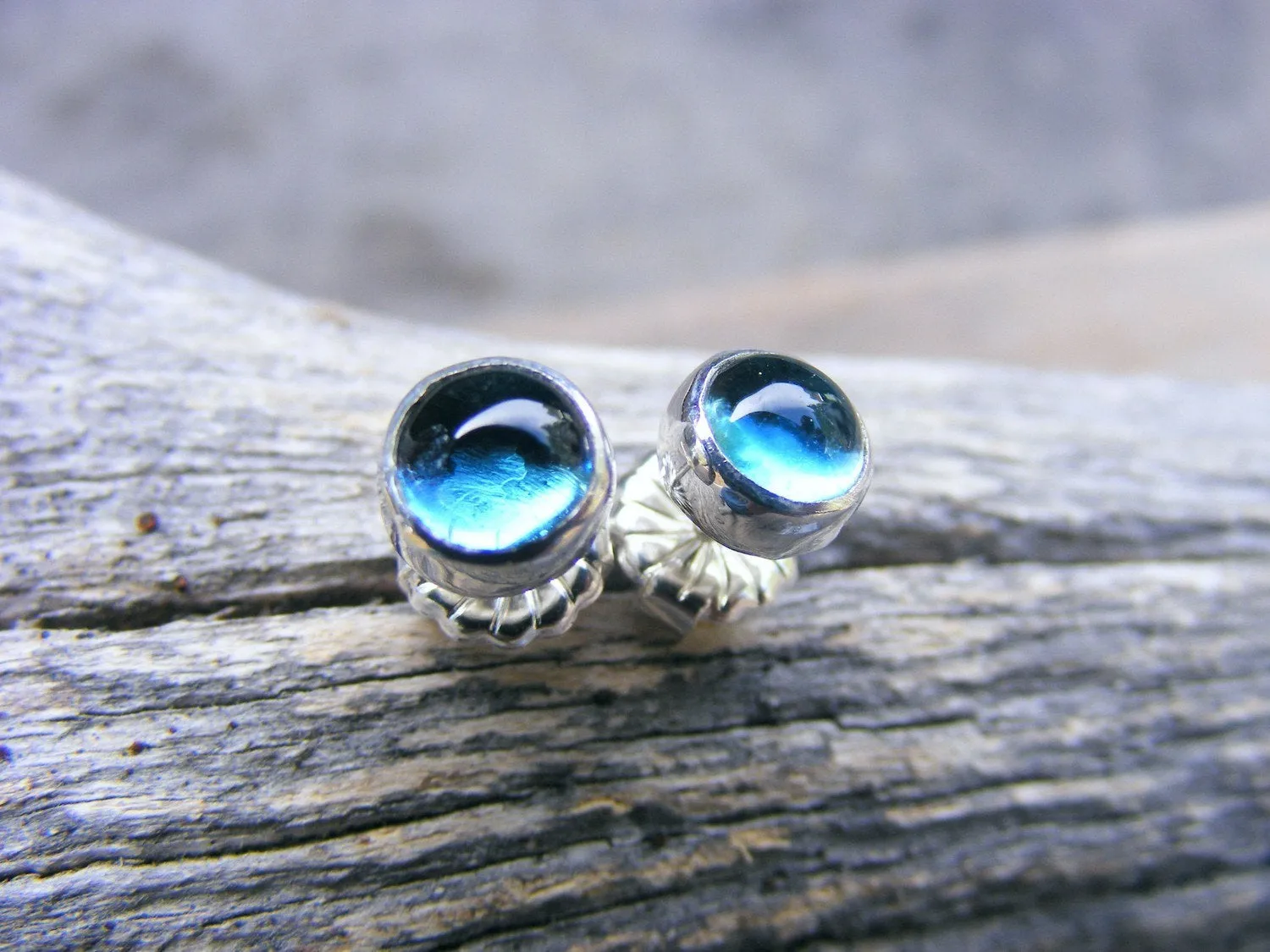 London Blue Topaz Studs Or Post Sterling Silver Earrings, December Gemstone Birthstone Earrings