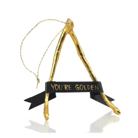 Lucky You're Golden Wishbone Ornament