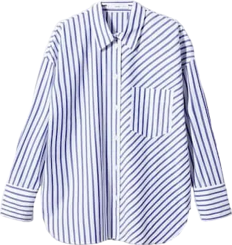 MANGO Blue Striped Cotton Oversized Shirt BNWT UK 10