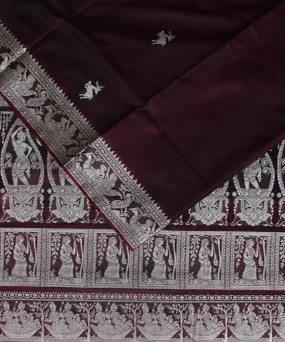 Maroon handwoven silk baluchari saree