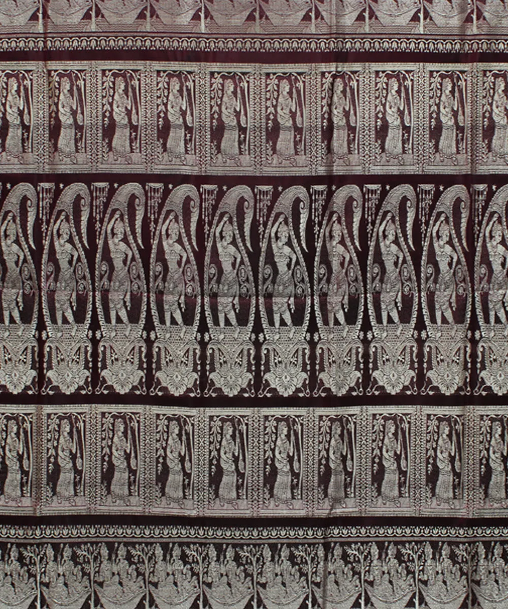 Maroon handwoven silk baluchari saree