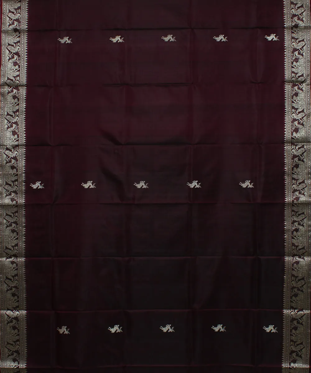 Maroon handwoven silk baluchari saree