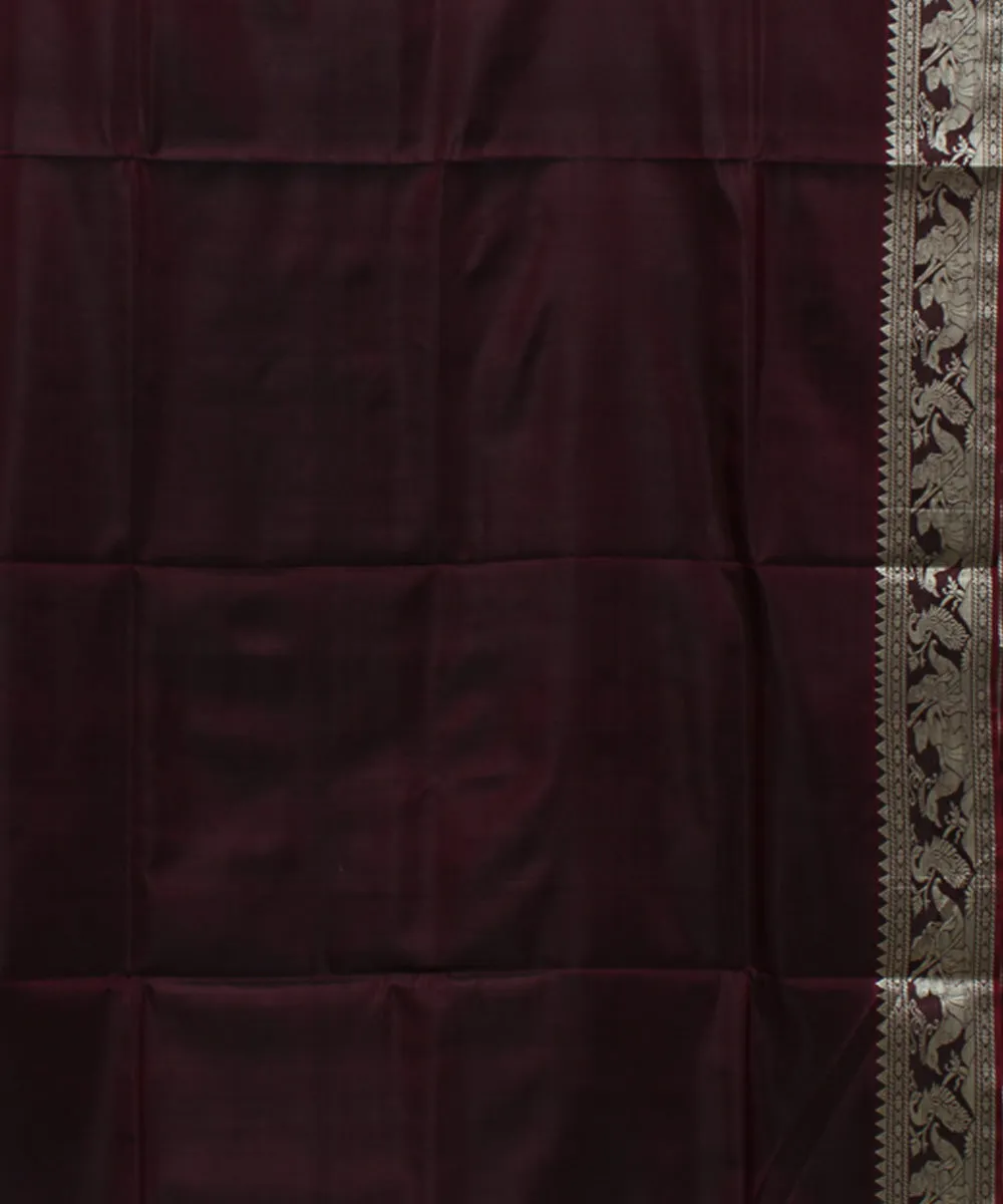 Maroon handwoven silk baluchari saree