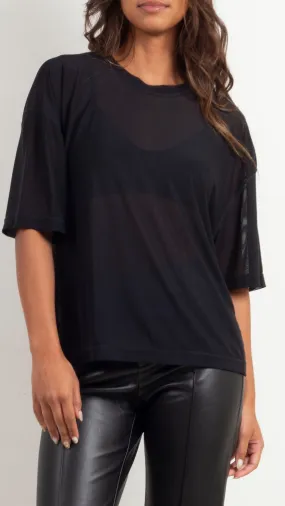 Mesh Oversized Tee - Black