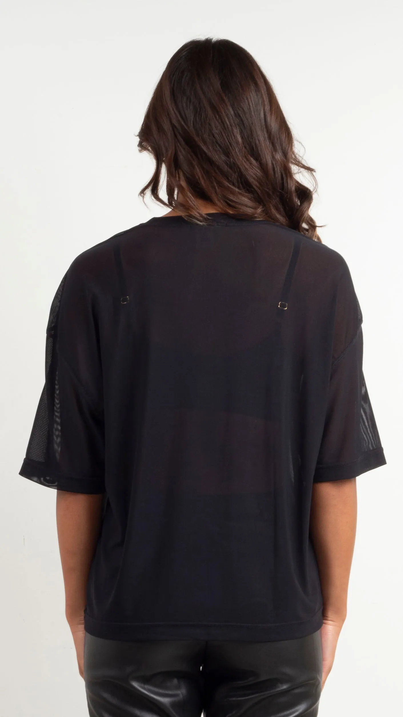 Mesh Oversized Tee - Black