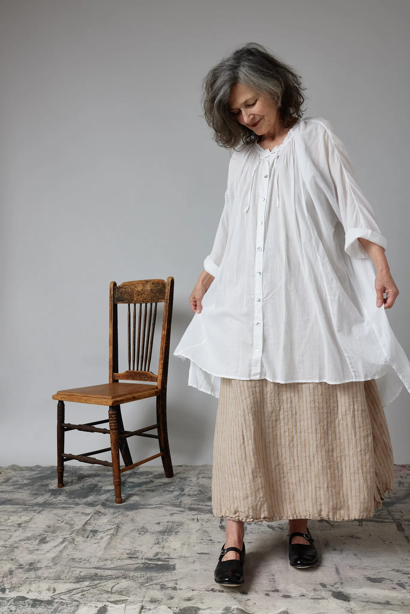 Metta - Willow Gathered Collar Tunic - Cotton Voile