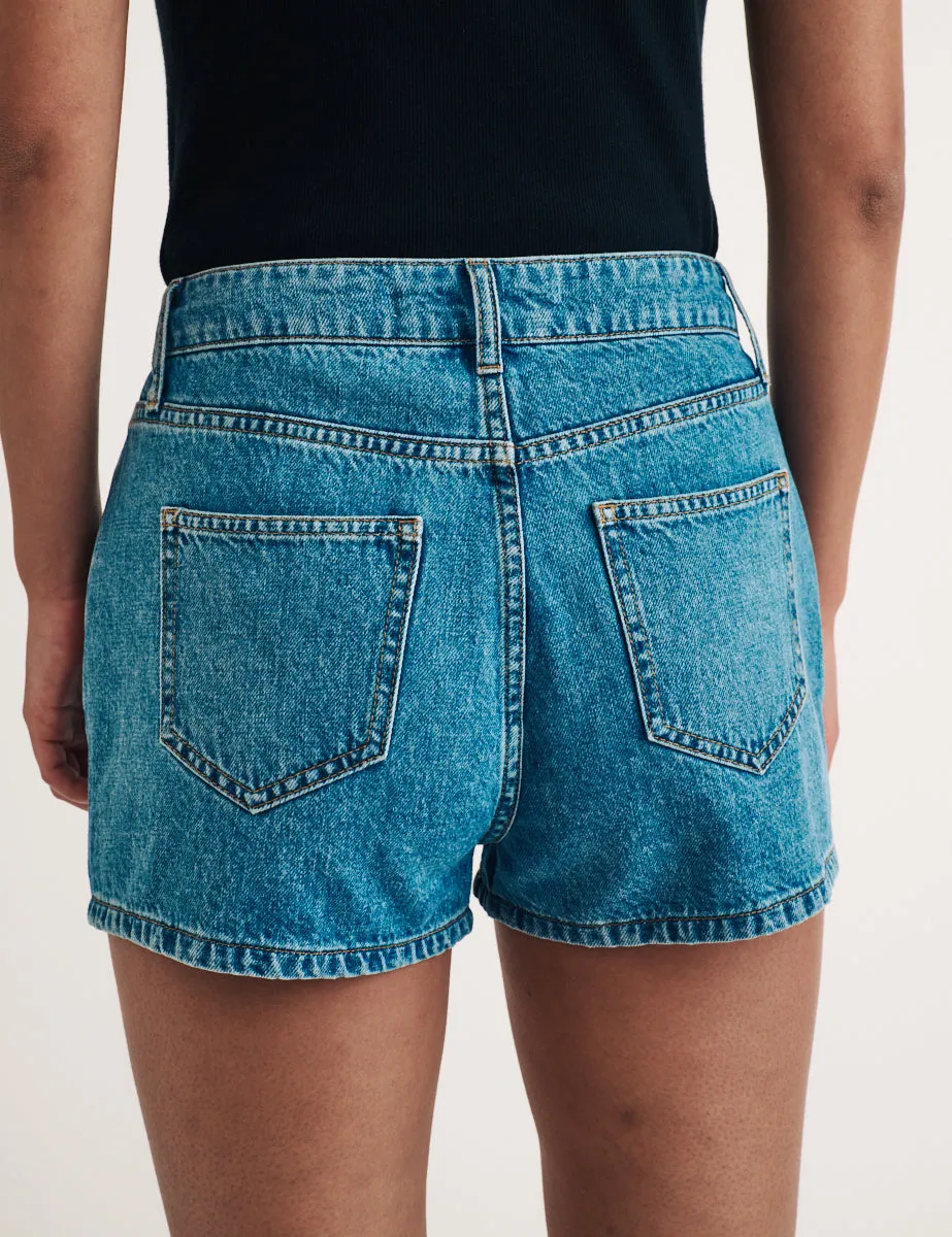 Mid Wash Denim Shorts